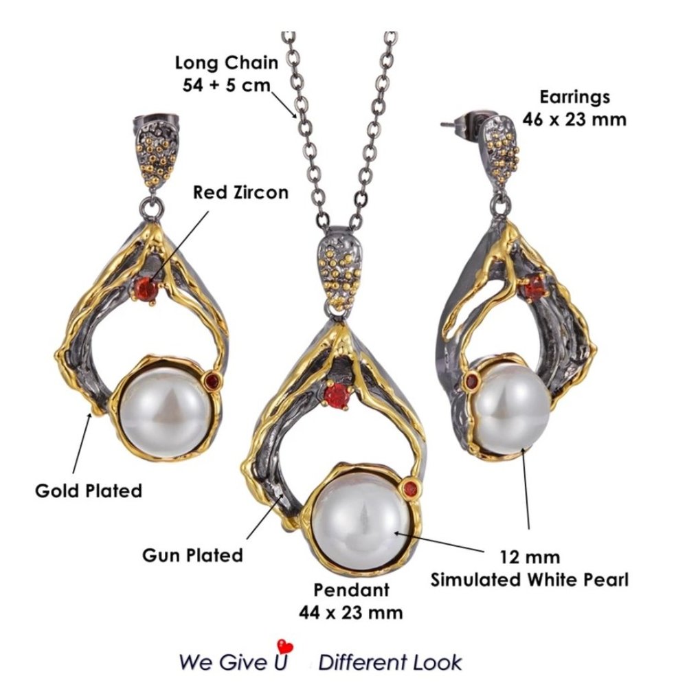 New Italian Jewelry Gold Plated Pearl Earrings - Picture 4 of 13